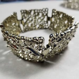 Vintage Silver Tone Bracelet Rectangle Links