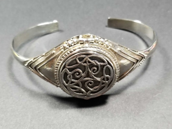 Silver Celtic Locket Bracelet, 925 Sterling Silve… - image 1