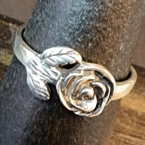 Sterling Silver Rose Ring, Flowers Ring, 925 Vintage Silver Floral Mothers Day Gift Jewelry