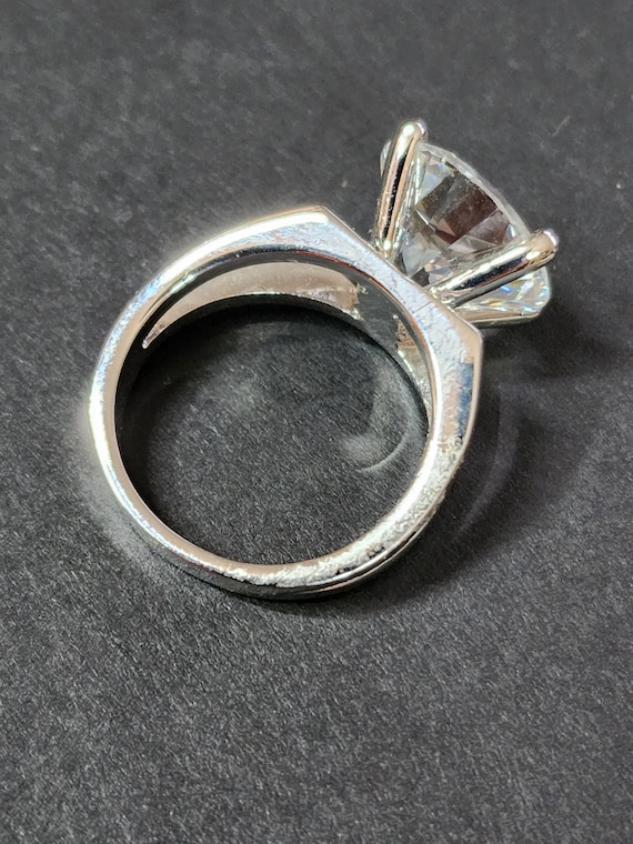 Vintage Large Solitaire Engagement Ring, 13mm CZ … - image 10