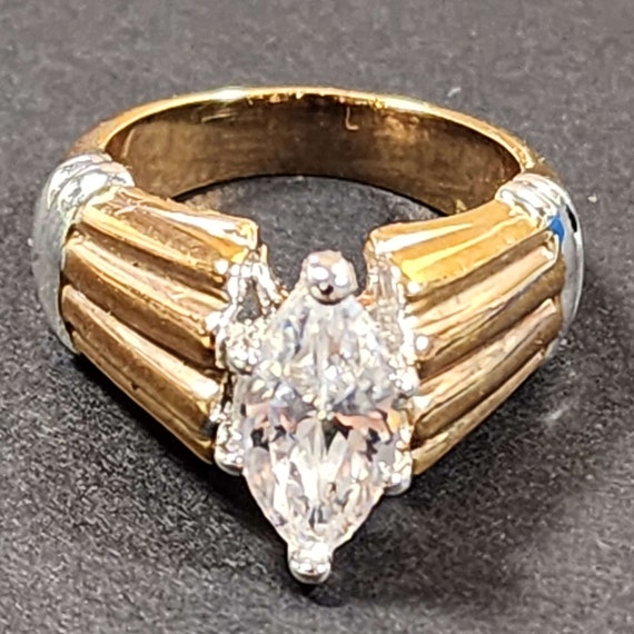 Size 6 Large Marquise Solitaire Ring, Vintage Bra… - image 2