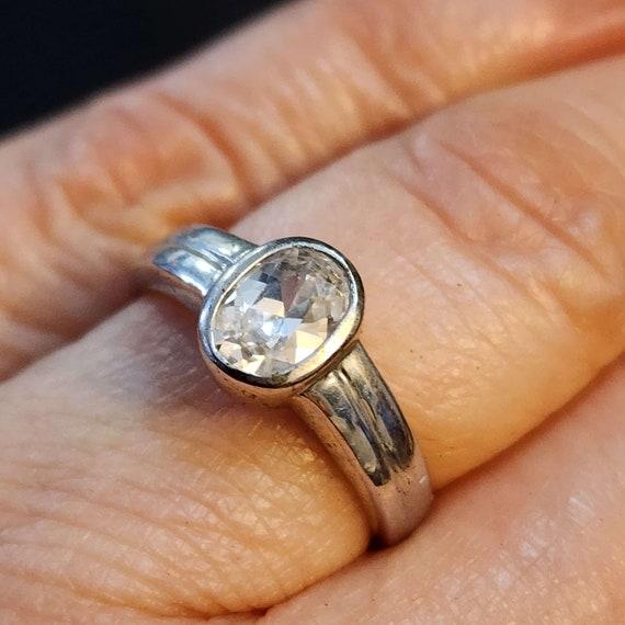 Vintage Silver Ring, Size 6 Engagement Ring, Clea… - image 1