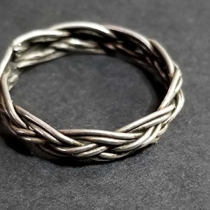 Sterling Silver Ring Braided Wire Band Ring, Mens Ring, Womens Ring, Vintage Braided Jewelry