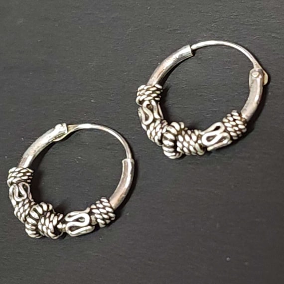14mm Hoops, Silver Hoop Earrings, 925 Sterling Si… - image 1