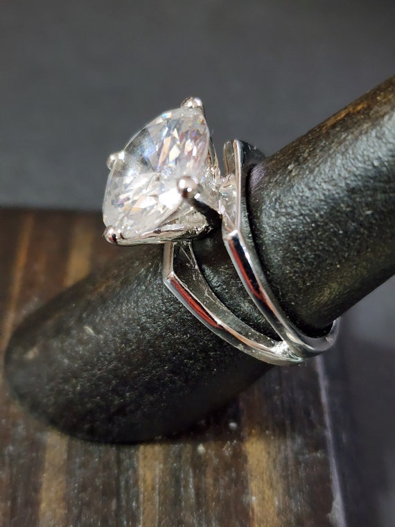 Vintage Large Solitaire Engagement Ring, 13mm CZ … - image 8