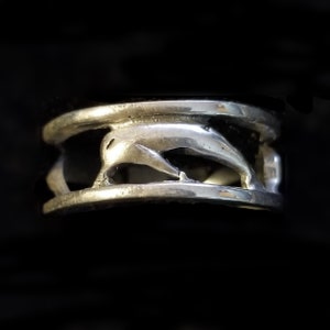 Dolphins Ring Vintage Sterling Silver Cut Out Ring 925