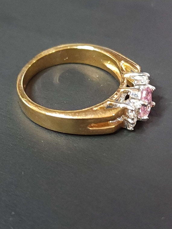 Size 6 Vintage Pink Engagement Ring, Gold Cocktai… - image 7