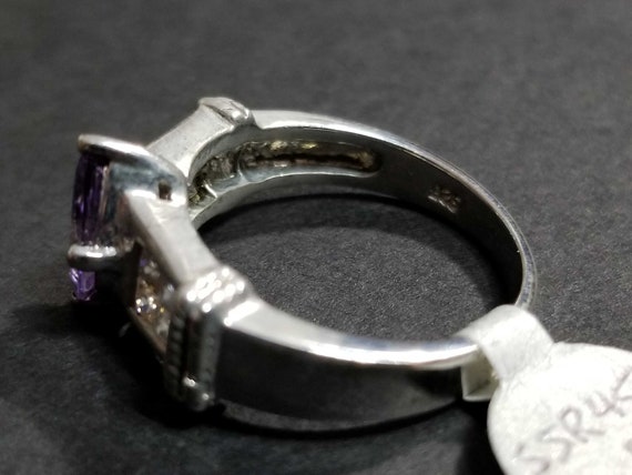 Vintage Sterling Silver Ring, Purple Statement Ri… - image 10