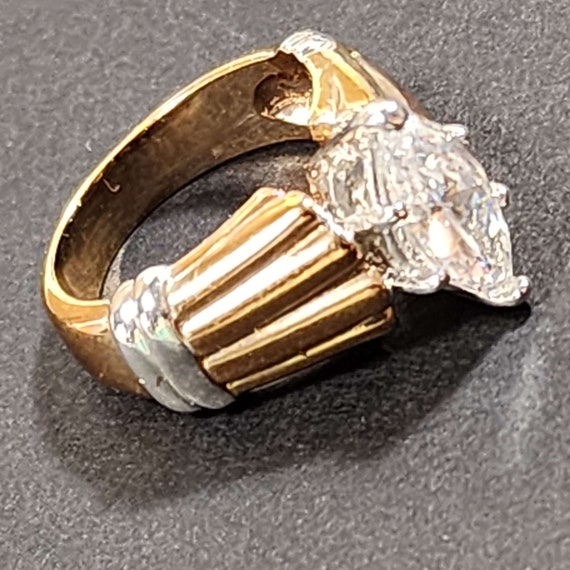 Size 6 Large Marquise Solitaire Ring, Vintage Bra… - image 4