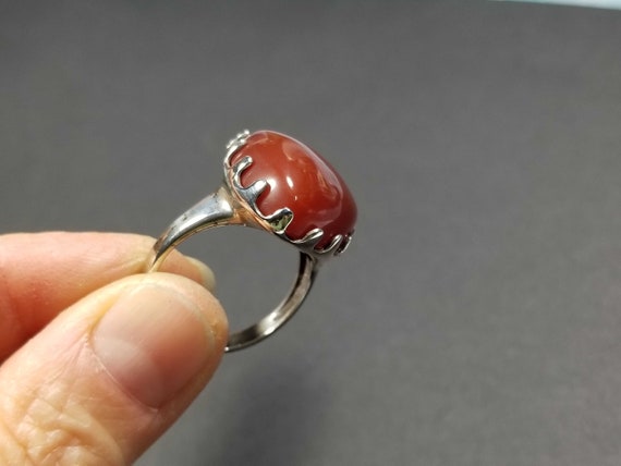 Natural Carnelian Ring, Womens Sterling Silver Ri… - image 9