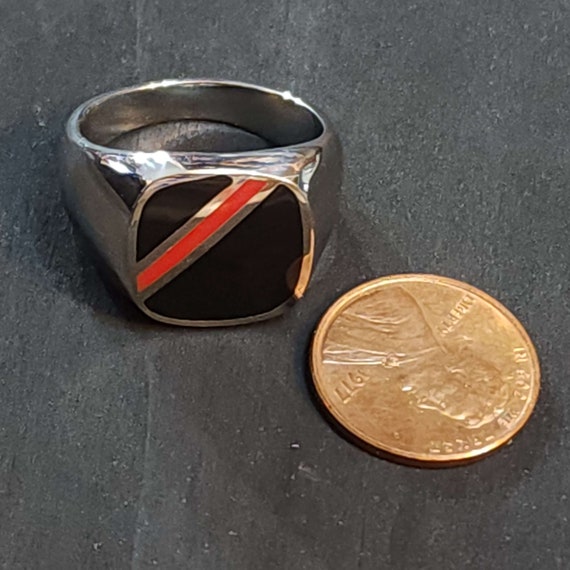 Men's Black Ring, Stainless Steel Classic Statement R… Gem