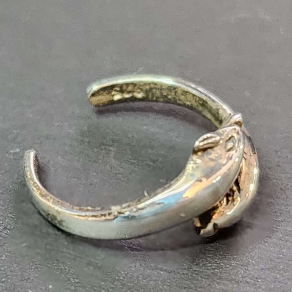 Silver Double Dolphins Toe Ring, Midi Ring, Vinta… - image 3