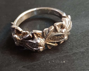 Vintage Sterling Silver Frogs Ring