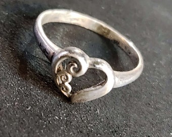 Ornate Heart Ring Vintage Sterling Silver Heart Ring Jewelry, Girls Silver Ring