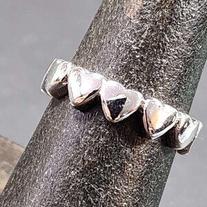 Vintage Minimalist Size 6 Silver Heart Ring Brass