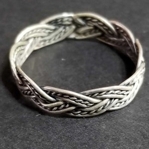 Sterling Silver Ring Braided Wire Band Ring, Mens Ring, Womens Ring, Vintage Braided Jewelry