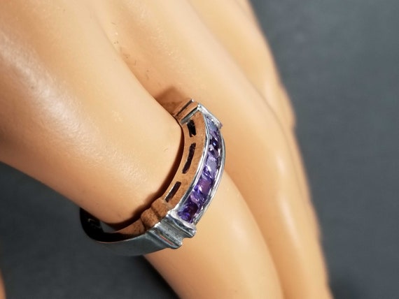 Womens Sterling Silver Ring With Amethyst CZs Cha… - image 5