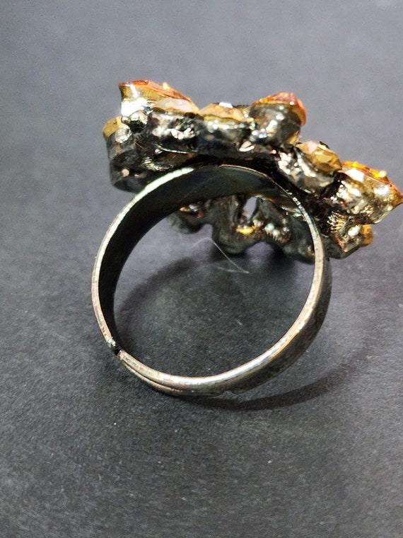 Topaz Rhinestone Ring, Vintage Adjustable Fashion… - image 6