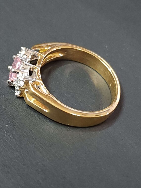 Size 6 Vintage Pink Engagement Ring, Gold Cocktai… - image 9