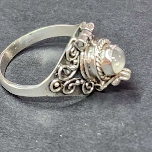 Moonstone Ring, Locket Ring, 925 Sterling Silver Poison Ring, Secret Compartment Ring, Gemstone, June Birthstone