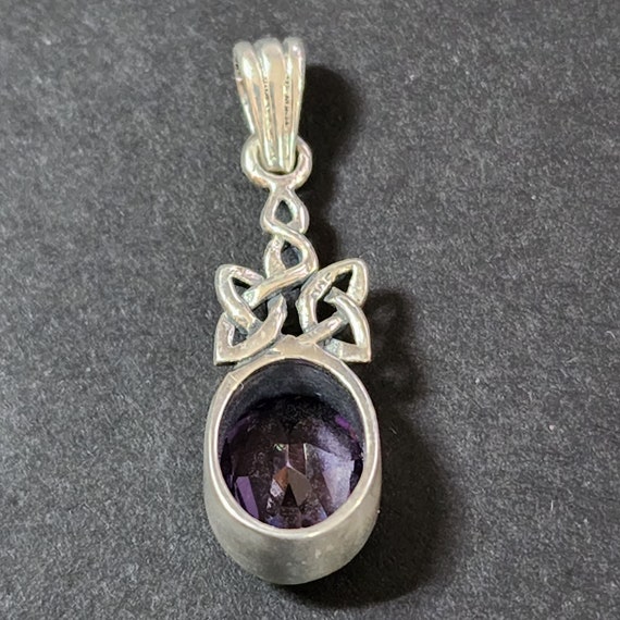 Celtic Sterling Silver Amethyst Gemstone Pendant,… - image 6