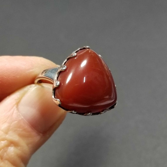 Natural Carnelian Ring, Womens Sterling Silver Ri… - image 1