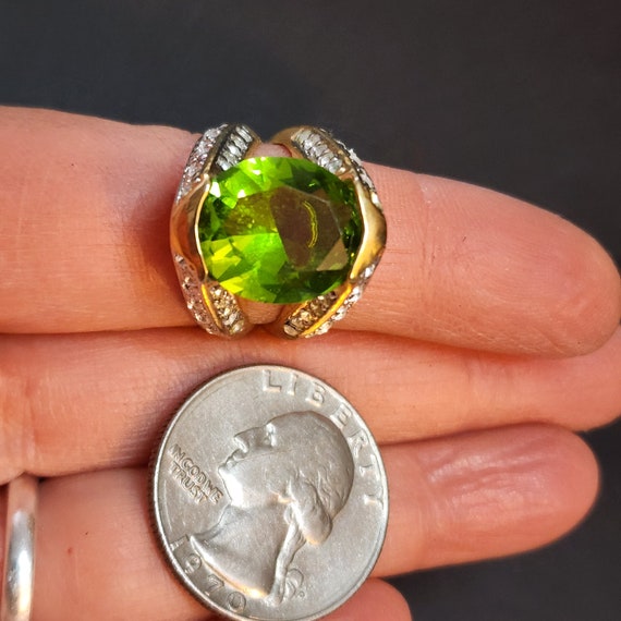 Size 6 Vintage Gold Peridot Ring, Women's Green R… - image 5