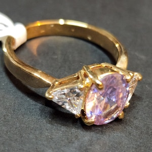 Size 10 Vintage Purple Engagement Ring, Faceted CZs, Faux 'Amethyst' February Birthstone Womens Mens