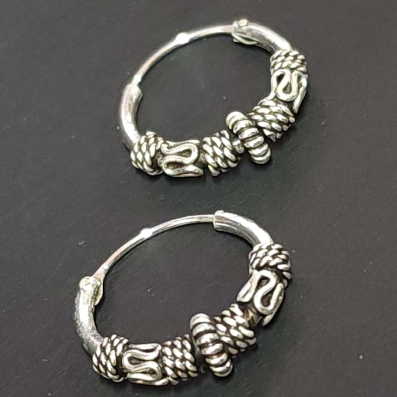 14mm Hoops, Silver Hoop Earrings, 925 Sterling Si… - image 2