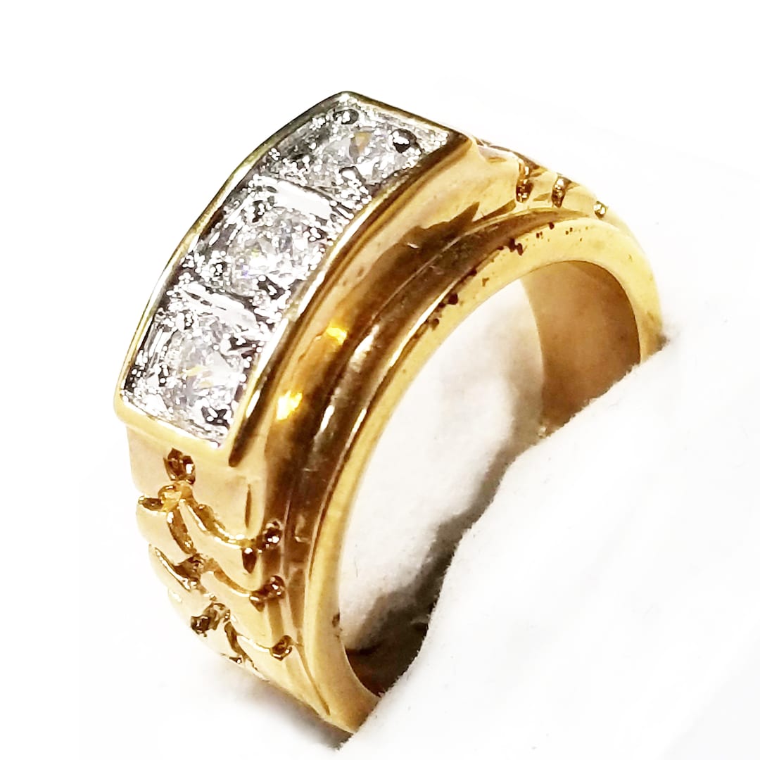 JewelryWe Lot De 3 Bagues Plaquées Or Pour Homme - Taille Réglable - Cadeau De Fête Des Pères, Dorée