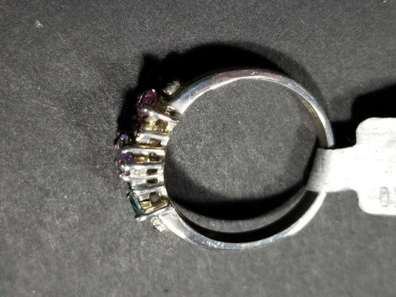 Womens Vintage Sterling Silver Ring Multi Colored… - image 4