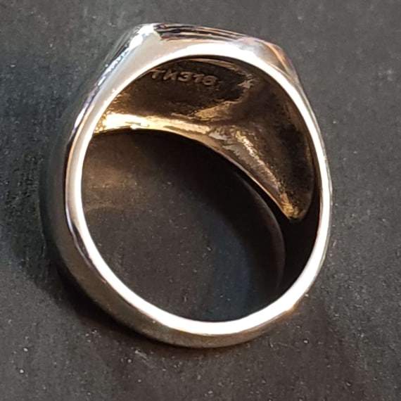 Men's Black Ring, Stainless Steel Classic Statement R… Gem