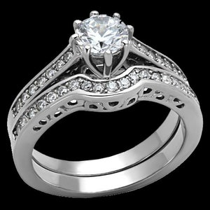 Stainless Steel Engagement Ring Set, Wedding Ring