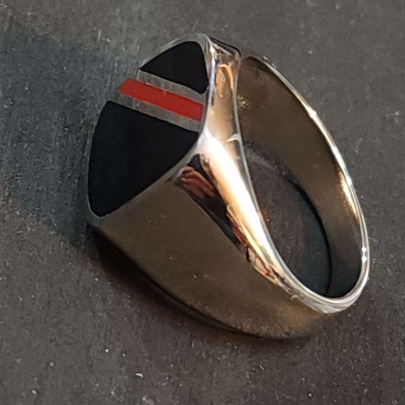 Men's Black Ring, Stainless Steel Classic Statement R… Gem