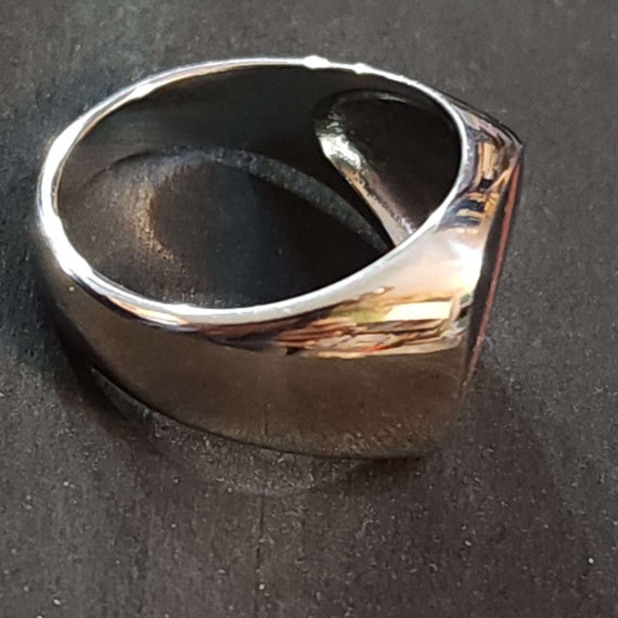 Men's Black Ring, Stainless Steel Classic Statement R… Gem