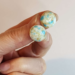 Vintage 14mm Glass Stud Earrings Surgical Steel Post Earrings, Southwestern Boho Tan Hypoallergenic Studs