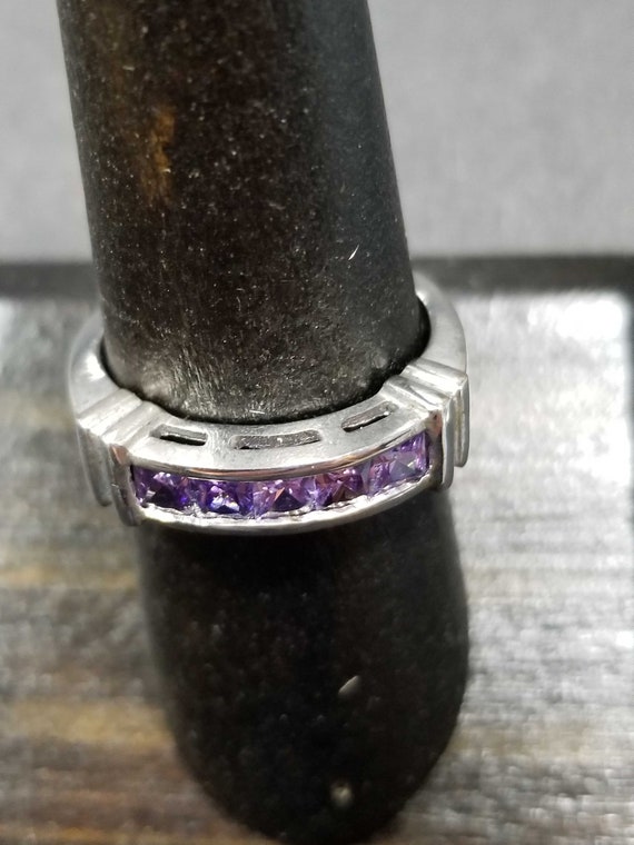 Womens Sterling Silver Ring With Amethyst CZs Cha… - image 1