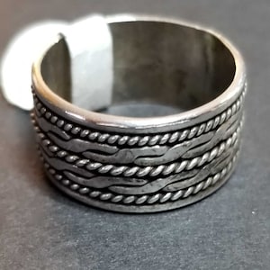 Size 7 Sterling Silver Ring, 925 Wide Band Braid Band Ring, Mens Ring, Womens Ring, Vintage Braided Jewelry