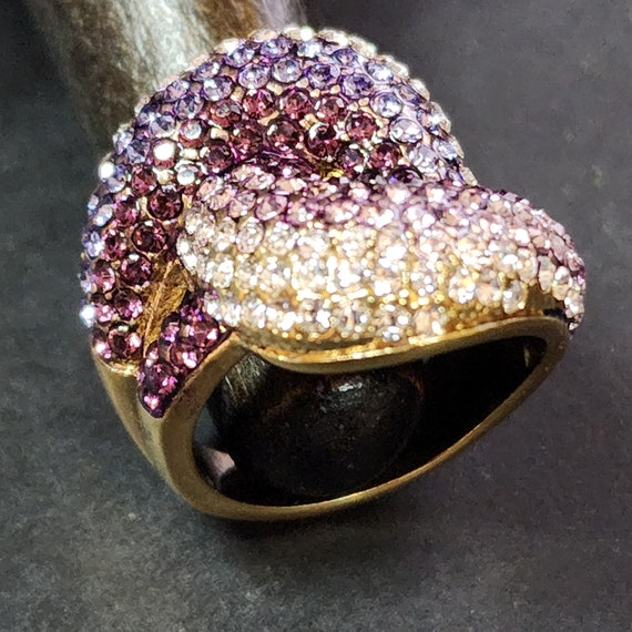 Amazing Large Statement Ring, Amethyst CZ Ring, G… - image 10