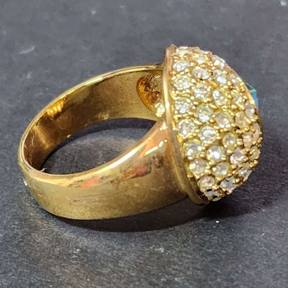 Size 7 Large Gold Statement Ring, Rainbow Ring, V… - image 4