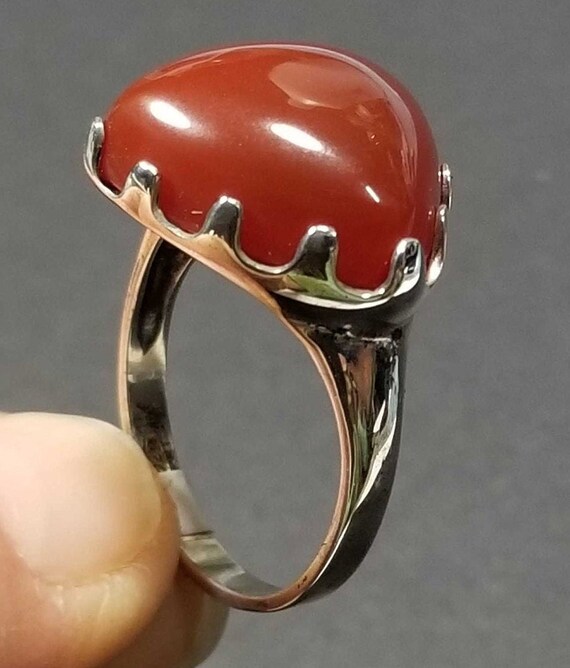 Natural Carnelian Ring, Womens Sterling Silver Ri… - image 2