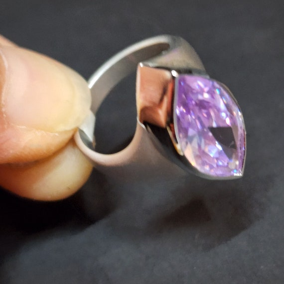 Size 5 Light Purple Ring, Large Statement Ring, V… - image 7