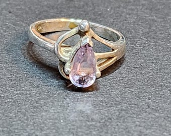 Size 7 Genuine Amethyst Pale Purple Vintage Sterling Silver Ring Amethyst Gemstone Stone, Vintage Womens February Birthstone Jewelry