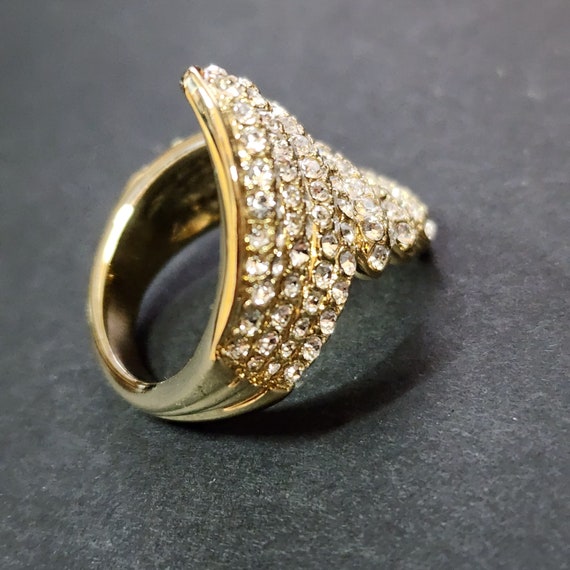 Size 6 Ring, Large Gold Statement Ring, Pavè Cock… - image 4