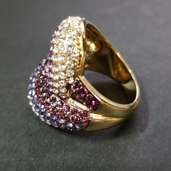 Amazing Large Statement Ring, Amethyst CZ Ring, G… - image 5