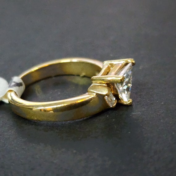 Dainty Vintage Gold Engagement Ring, Trilliant Tr… - image 5