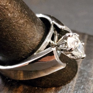 Size 11  Engagement Ring, Vintage Women&#39;s Ring Silver CZ Statement Ring, Cocktail Ring, Costume Jewelry Marquise