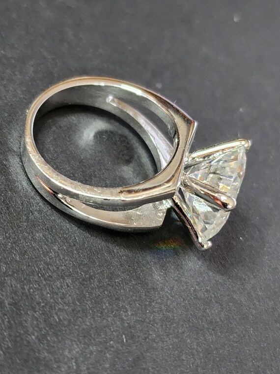 Vintage Large Solitaire Engagement Ring, 13mm CZ … - image 3