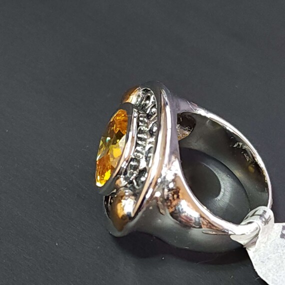 Chunky Size 6 Ring, Silver Vintage Ring, Yellow C… - image 2