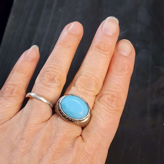 Large Statement Ring, Light Blue Turquoise Glass … - image 2